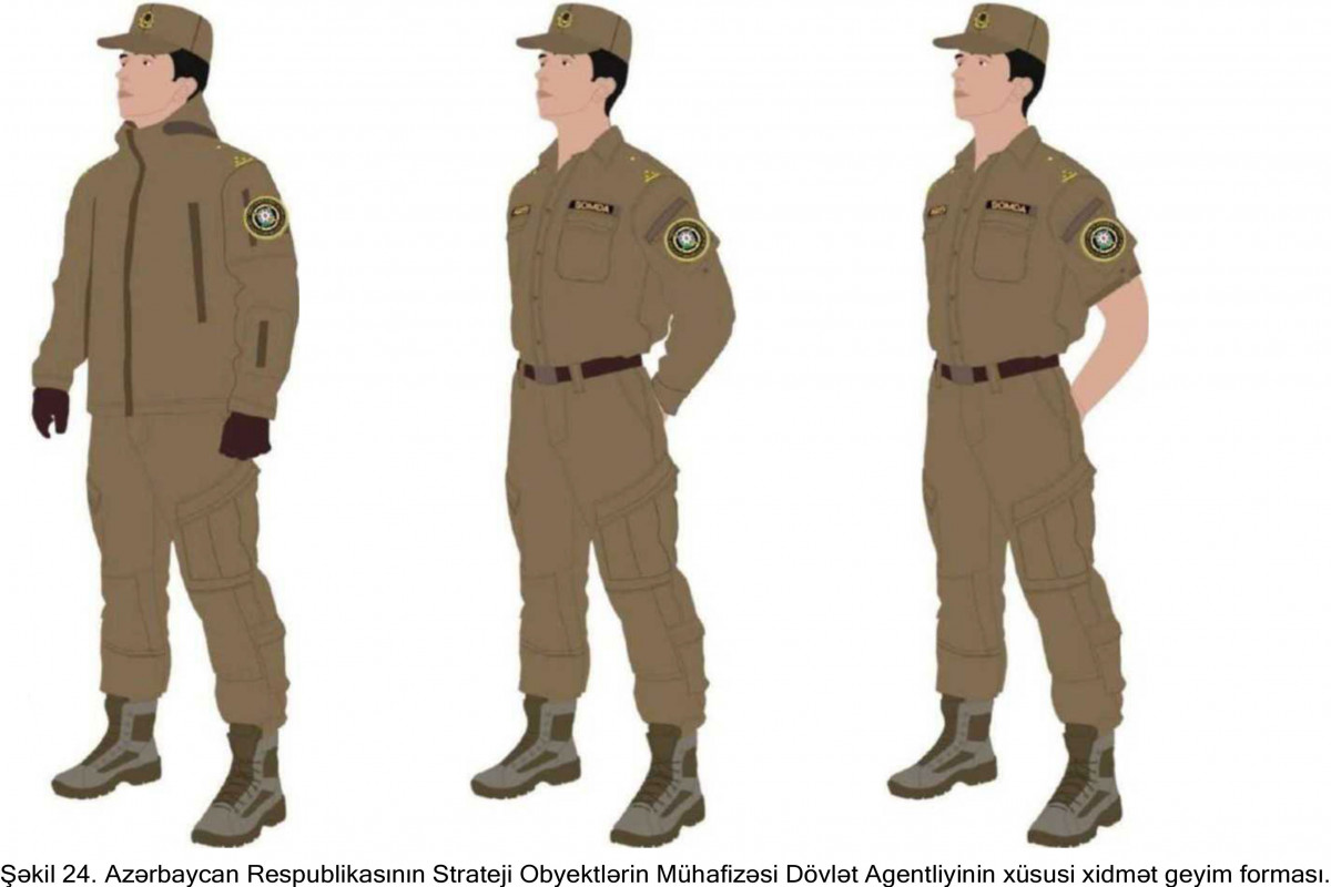 Strateji Obyektlərin Mühafizəsi Dövlət Agentliyinin hərbi qulluqçularının hərbi geyim forması və fərqləndirmə nişanlarının təsvirləri təsdiqlənib - FOTO 