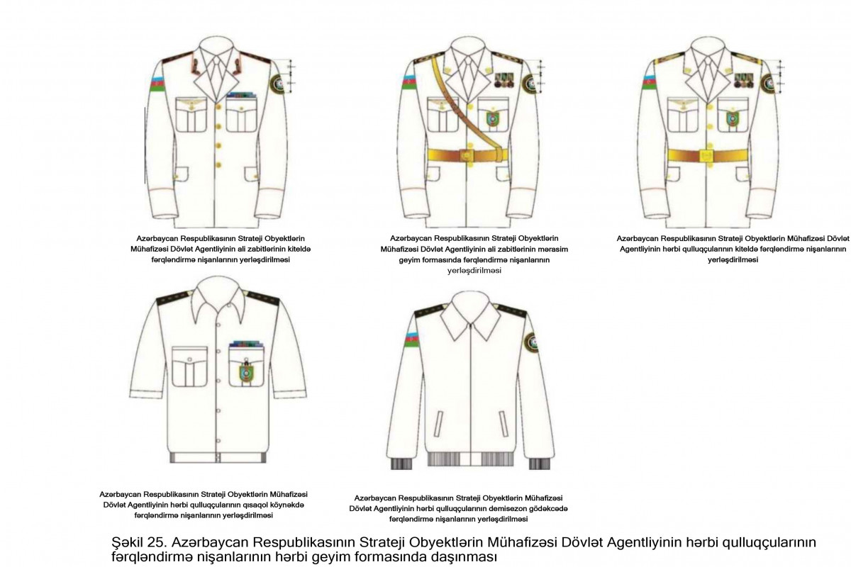 Strateji Obyektlərin Mühafizəsi Dövlət Agentliyinin hərbi qulluqçularının hərbi geyim forması və fərqləndirmə nişanlarının təsvirləri təsdiqlənib - FOTO 
