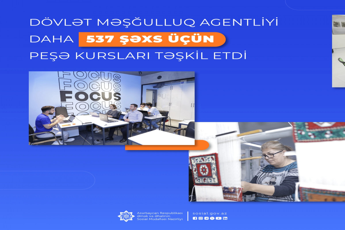Daha 537 şəxs üçün peşə hazırlığı kursları təşkil olunub