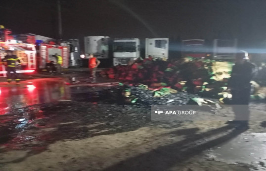 Astarada "TIR"-ın yük yerində yanğın olub  - FOTO 