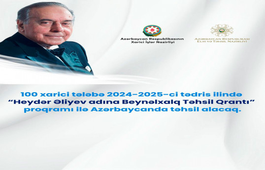 100 nəfər əcnəbi tələbə  “Heydər Əliyev adına Beynəlxalq Təhsil Qrantı” proqramı üzrə təhsil alacaq