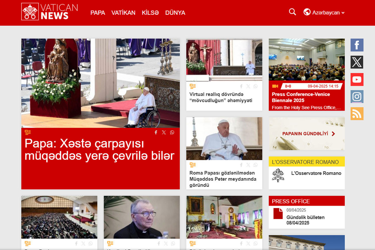 “Vatican News”un Azərbaycan dili bölməsi fəaliyyətə başlayıb