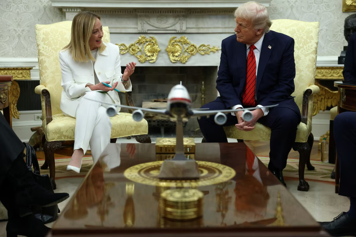 U.S. President Donald Trump meets with Italian Prime Minister Giorgia Meloni in the Oval Offi