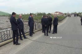 Birgə komissiyanın nümayəndələri Qubada çökən körpüyə baxış keçiriblər - FOTO 
