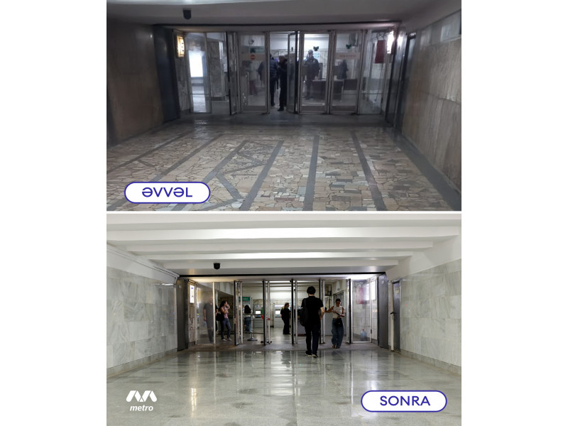 Metronun "Memar Əcəmi" stansiyasının keçidində təmir işləri yekunlaşıb