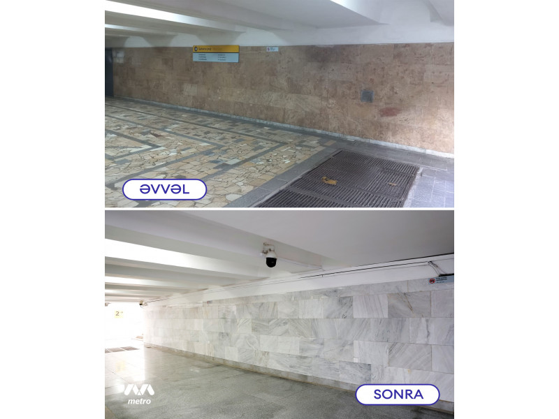 Metronun "Memar Əcəmi" stansiyasının keçidində təmir işləri yekunlaşıb
