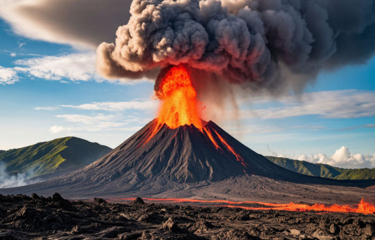 Kilauea vulkanında eyni anda 370 metrlik 3 lava fontanı müşahidə edilib - VİDEO 