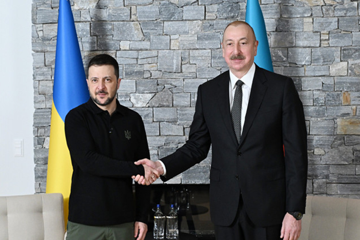 Ukraynanın Prezidenti Volodimir Zelenski və Prezident İlham Əliyev