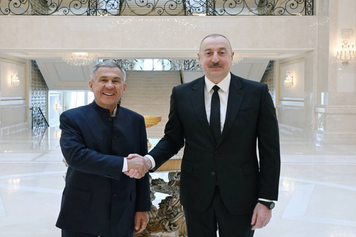 Tatarıstan Respublikasının Rəisi Rüstəm Minnixanov və Prezident İlham Əliyev