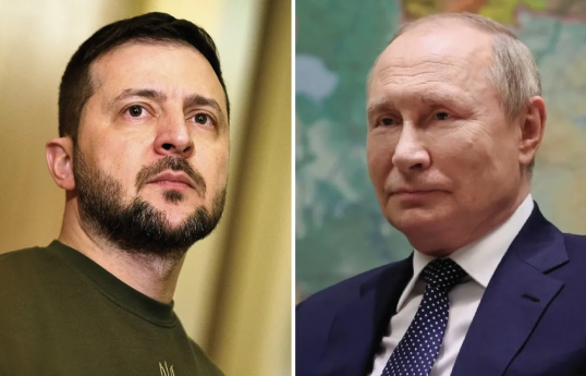 Ukrayna Prezidenti Volodimir Zelenskir və Rusiya Prezidenti Vladimir Putin