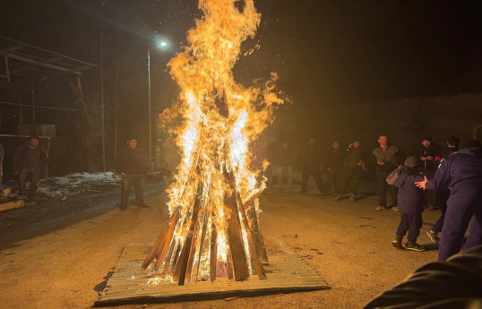 Ağdərənin Həsənriz kəndində 33 ildən sonra ilk dəfə bayram tonqalı yandırılıb - FOTO 