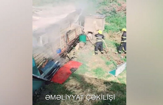 Sabirabadda çayxana yanıb - VİDEO 