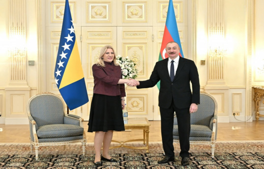 Bosniya və Herseqovinanın Rəyasət Heyətinin üzvü Jelka Tsviyanoviç, Azərbaycan Prezidenti İlham Əliyev