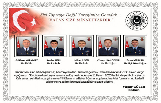 Təyyarə qəzasında şəhid olan türkiyəli hərbçilərin adları açıqlanıb