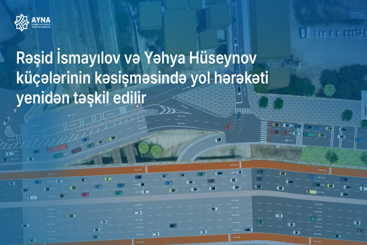Rəşid İsmayılov və Yəhya Hüseynov küçələrinin kəsişməsində yol hərəkəti yenidən təşkil edilir - VİDEO 