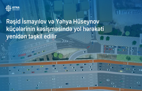 Rəşid İsmayılov və Yəhya Hüseynov küçələrinin kəsişməsində yol hərəkəti yenidən təşkil edilir - VİDEO 