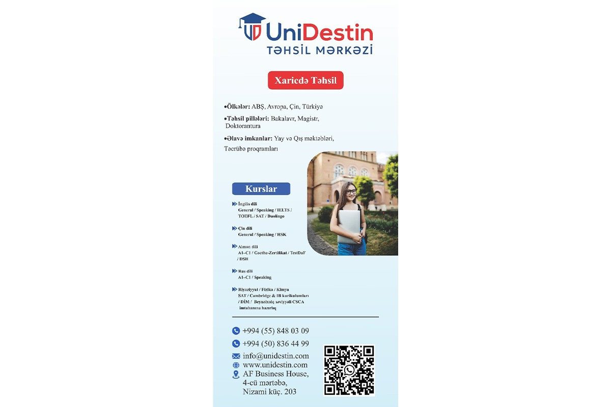 Çində təqaüdlə təhsil istəyi artır: UniDestin Təhsil Mərkəzi tələbələrə hazırlıq, qəbul və viza dəstəyini təqdim edir