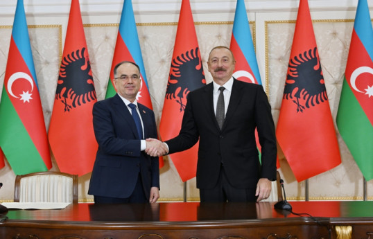 Albaniya Prezidenti Bayram Beqay, Prezident İlham Əliyev