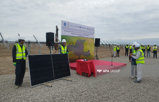 Azərbaycanda ən böyük GES-də ilk panelin quraşdırılması mərasimi keçirilib - FOTO  - YENİLƏNİB 