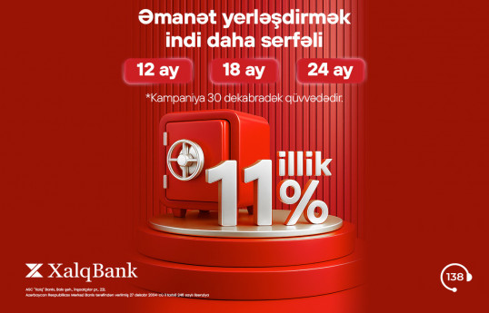 "Xalq Bank" əmanət məhsulları üzrə sərfəli kampaniya təqdim edir
