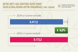 Azərbaycanda qeyri-neft-qaz sektorundan vergi daxilolmaları 750 mln. manatdan çox artıb