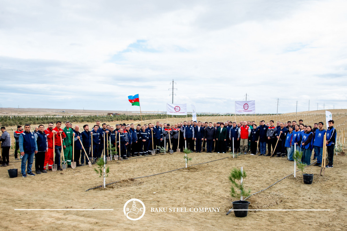 Baku Steel Company ətraf mühitin mühafizəsinə töhfəsini gücləndirir: Təxminən  3000 ağac əkilib - FOTO 