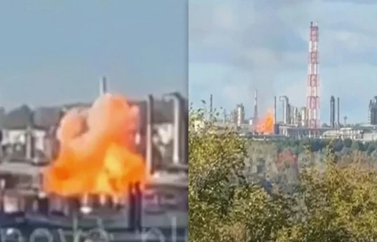 Ukrayna ordusu PUA-larla Rusiyanın neft emalı zavodunu vurub - VİDEO 