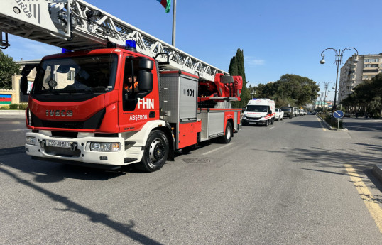 FHN-in Sumqayıt Regional Mərkəzi nümunəvi mülki müdafiə məşqi təşkil edib - VİDEO 