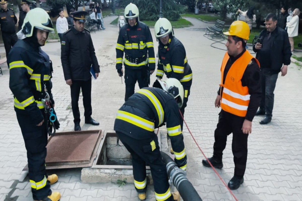 FHN Gəncədə şərti yanğın təlimi keçirib, nöqsanlar aşkar olub - FOTO  - VİDEO 