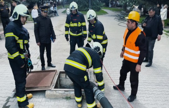 FHN Gəncədə şərti yanğın təlimi keçirib, nöqsanlar aşkar olub - FOTO  - VİDEO 