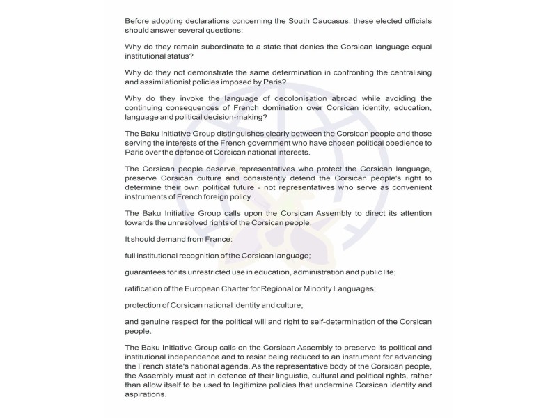 BTQ Korsika Assambleyasının qondarma 