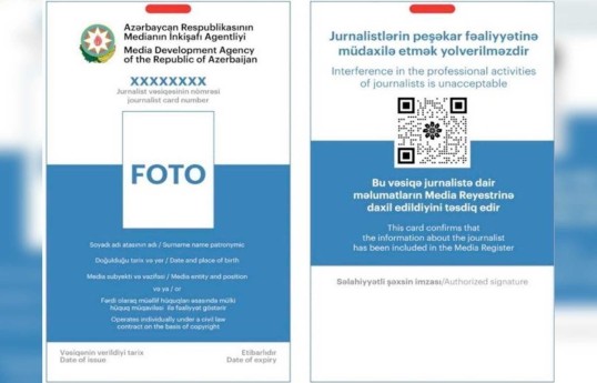 Jurnalist vəsiqəsinin verilməsinə və dəyişdirilməsinə görə ödəniş ləğv edilib