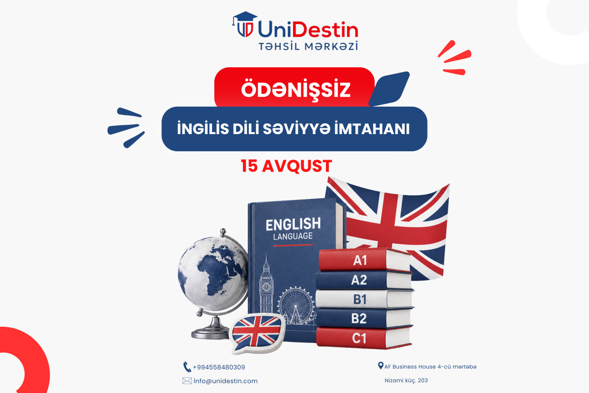 UniDestin yeni tədris ili öncəsi ödənişsiz İngilis dili səviyyə imtahanı təşkil edəcək