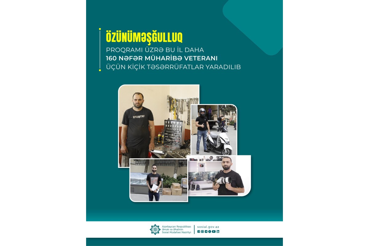 Özünüməşğulluq proqramı üzrə bu il daha 160 nəfər müharibə veteranı üçün kiçik təsərrüfatlar yaradılıb