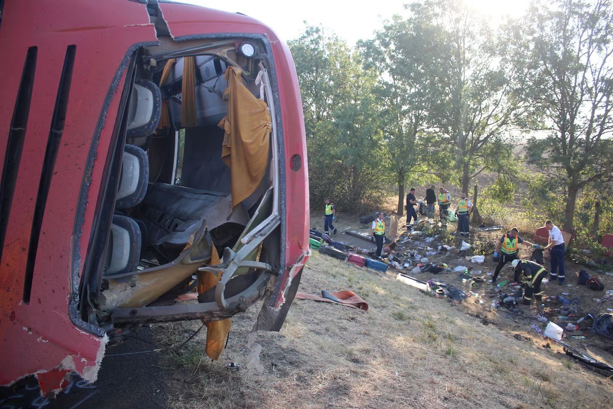Twelve killed and at least 10 injured in Polish bus crash in Hungary