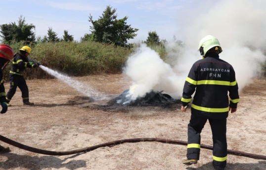 Meşələrdə yanğın təhlükəsizliyinə dair praktiki təlim keçirilib - FOTO 