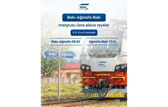 Bakı–Ağstafa–Bakı marşrutu üzrə əlavə qatar reysləri həyata keçiriləcək
