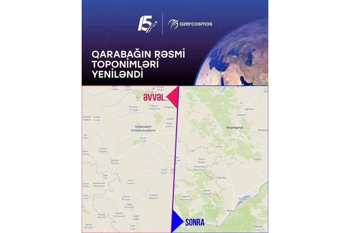 Qarabağın rəsmi toponimləri rəqəmsal xəritədə yenilənib