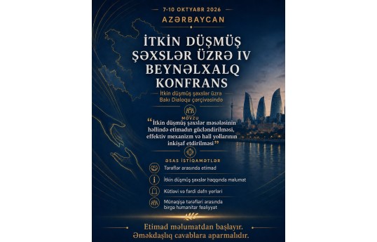 Azərbaycanda İtkin düşmüş şəxslər üzrə Bakı Dialoqu çərçivəsində IV Beynəlxalq Konfrans keçiriləcək