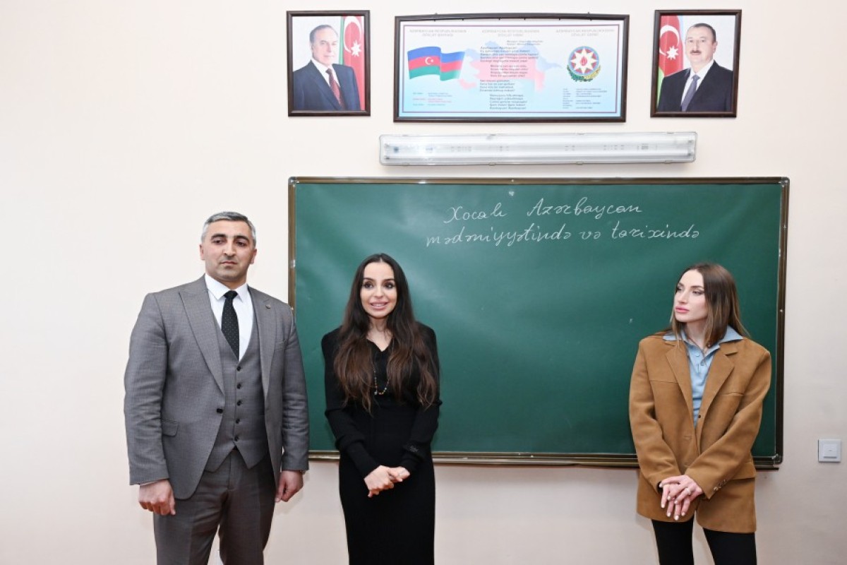 Leyla Əliyeva və Alena Əliyeva Quba şəhərində internat tipli ümumtəhsil məktəbini və STEAM mərkəzini ziyarət ediblər - FOTO 