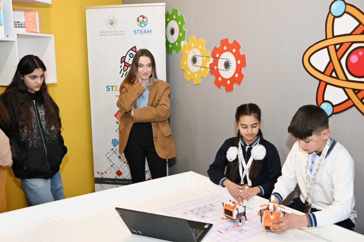 Leyla Əliyeva və Alena Əliyeva Quba şəhərində internat tipli ümumtəhsil məktəbini və STEAM mərkəzini ziyarət ediblər - FOTO 