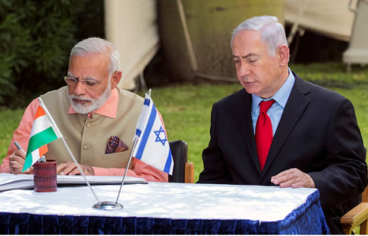 Hindistanın Baş naziri Narendra Modi və İsrailin Baş naziri Benyamin Netanyahu