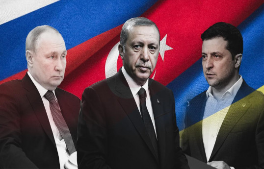 Rusiya Prezidenti Vladimir Putin, Türkiyə Prezidenti Rəcəb Tayyib Ərdoğan və Ukrayna Prezidenti Volodimir Zelenski