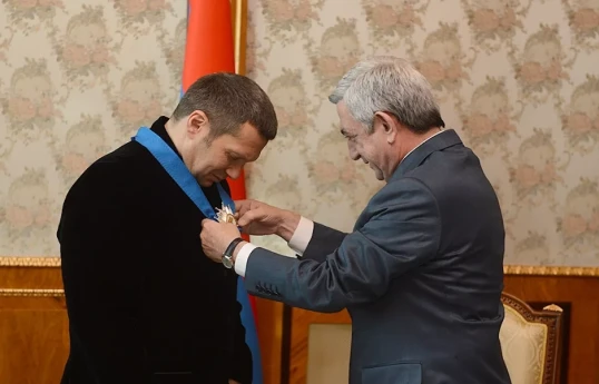 Rusiyalı jurnalist Vladimir Solovyov, Ermənistanın sabiq prezidenti Serj Sarkisyan