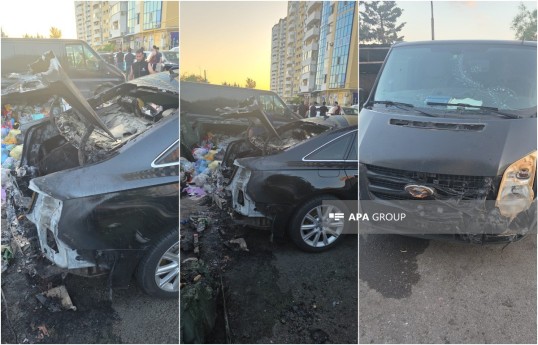 Bakıda yaşayış kompleksinin həyətində yanğın olub, avtomobillərə ziyan dəyib