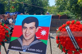 I Qarabağ müharibəsində itkin düşmüş hərbçi Rauf Əhmədovun qalıqları Goranboyda dəfn edilib - FOTO 