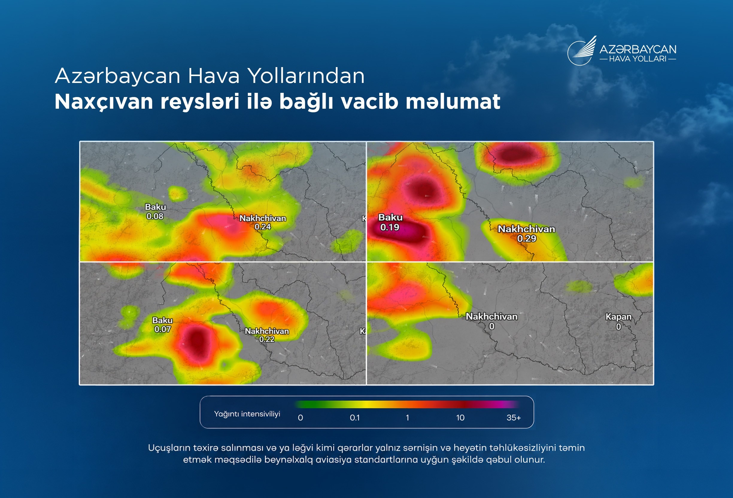 AZAL: Bakı-Nax&ccedil;ıvan reyslərinin bəzisi ildırımlı hava səbəbindən təxirə salınıb