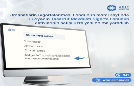 ƏSF Türkiyə Fondunun satışa çıxarılan aktivlərini saytında təqdim edəcək