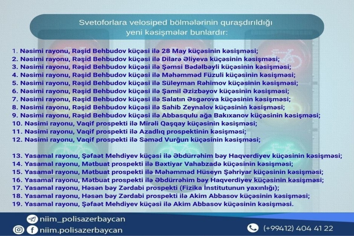 Bakının bəzi küçələrində velosiped və skuter idarə edənlərin təhlükəsizliyi təmin edilib