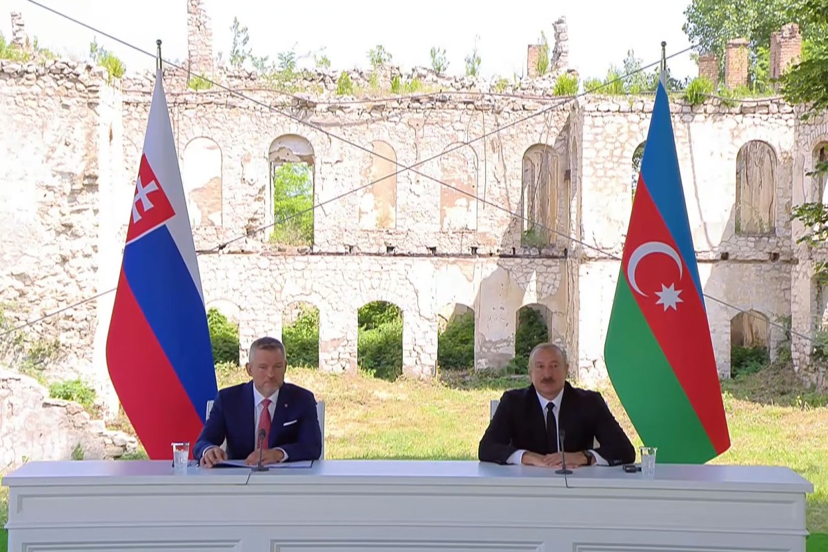 Azərbaycan və Slovakiya prezidentləri Şuşada mətbuata bəyanatlarla çıxış edirlər - <span class="red_color">CANLI